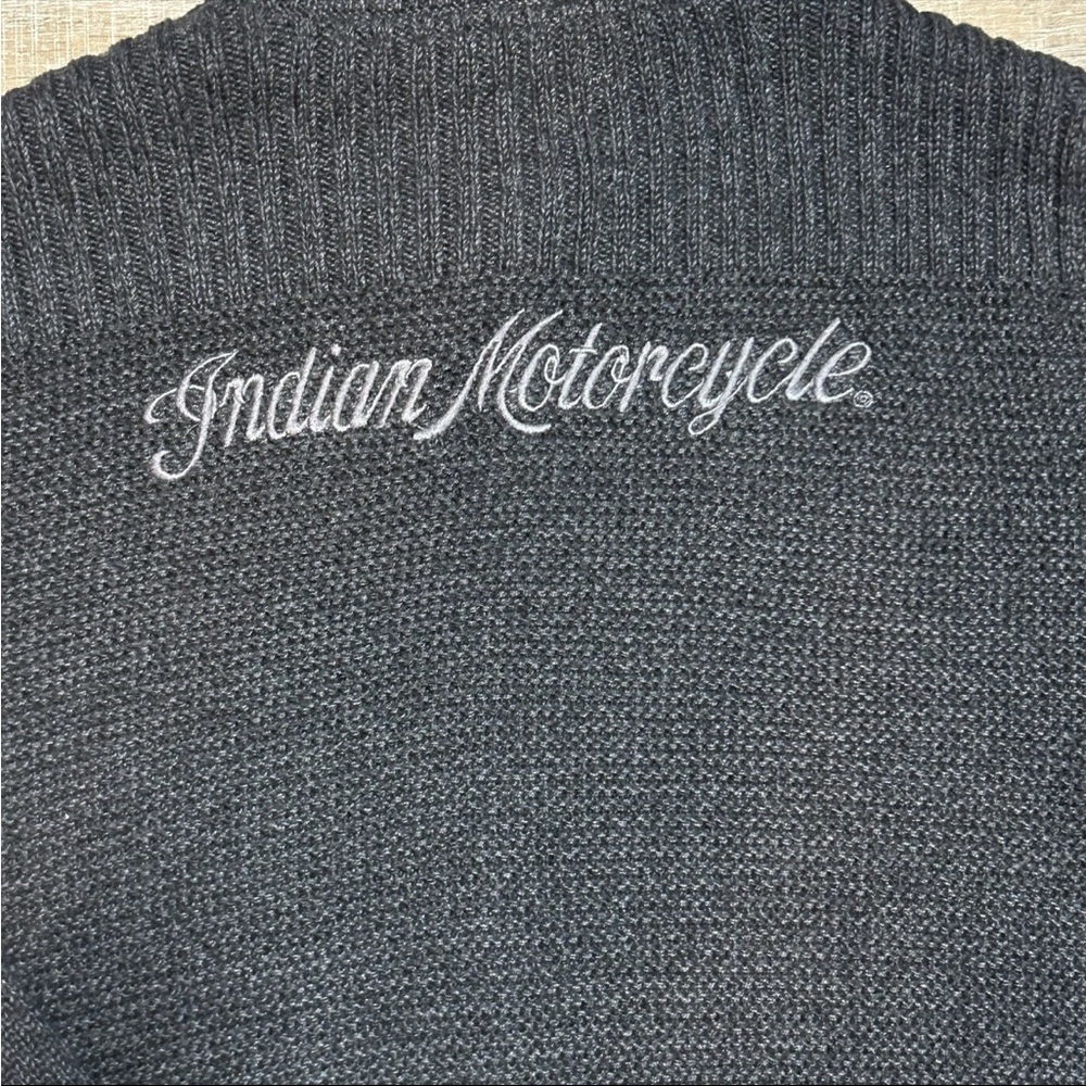 Indian Motorcycle Men's Large Full Zip Gray Knit Jacket Lucky Brand - Picture 14 of 15